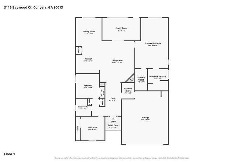 1,995/Mo, 3116 Baywood Ct Conyers, GA 30013 Floor Plan View