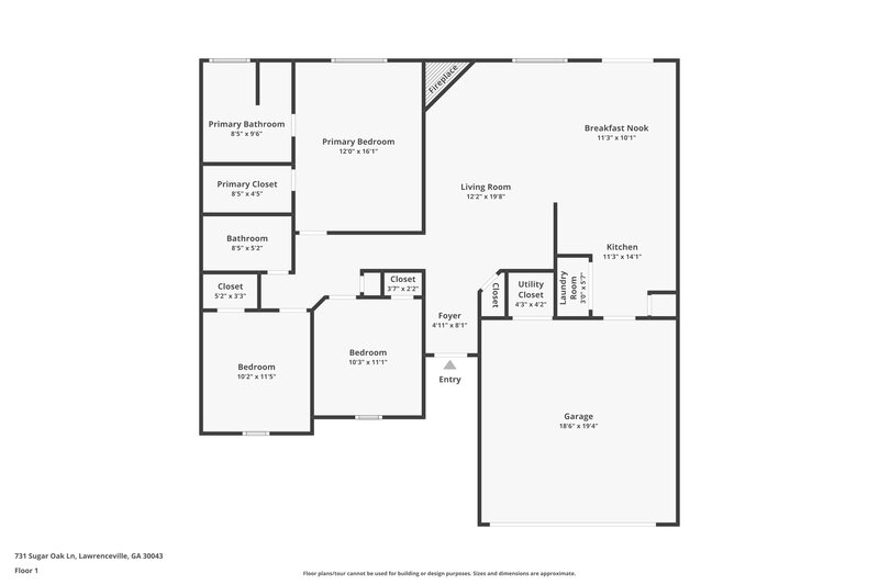 1,900/Mo, 731 Sugar Oak Ln Lawrenceville, GA 30043 Floor Plan View