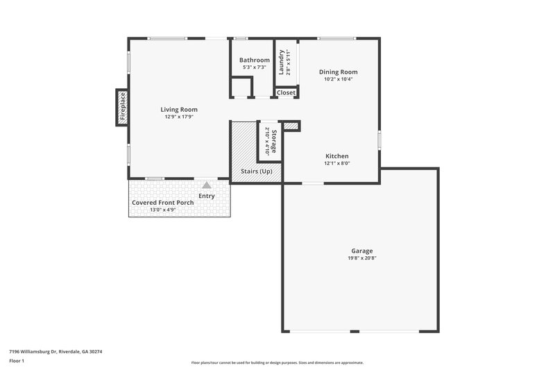 1,850/Mo, 7196 Williamsburg Dr Riverdale, GA 30274 Floor Plan View
