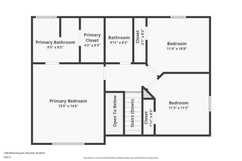 1,850/Mo, 7196 Williamsburg Dr Riverdale, GA 30274 Floor Plan View 2