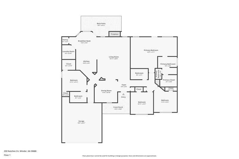 2,025/Mo, 259 Natchez Cir Winder, GA 30680 Floor Plan View
