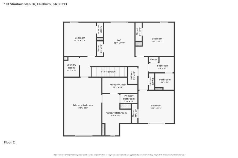 2,790/Mo, 101 Shadow Glen Dr Fairburn, GA 30213 Floor Plan View 2
