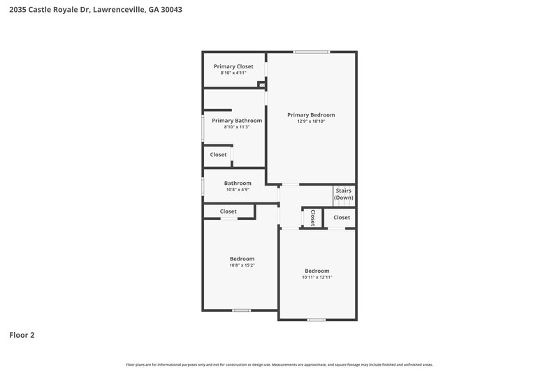 2,335/Mo, 2035 Castle Royale Dr Lawrenceville, GA 30043 Floor Plan View 3