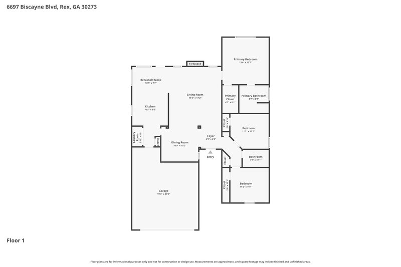 1,860/Mo, 6697 Biscayne Blvd Rex, GA 30273 Floor Plan View