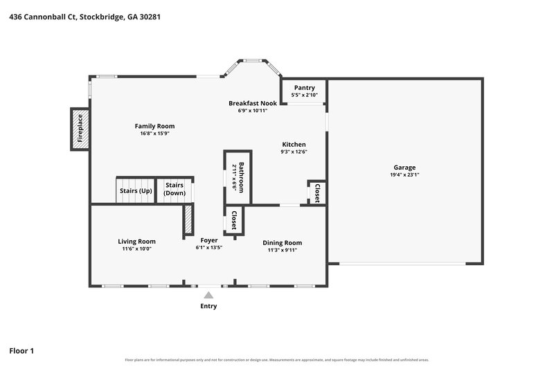 2,525/Mo, 436 Cannonball Court Stockbridge, GA 30281 Floor Plan View 2
