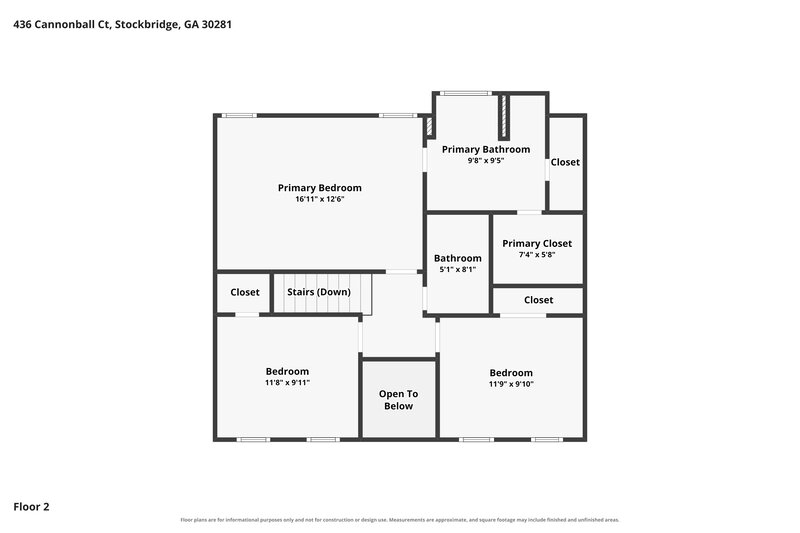 2,525/Mo, 436 Cannonball Court Stockbridge, GA 30281 Floor Plan View 3