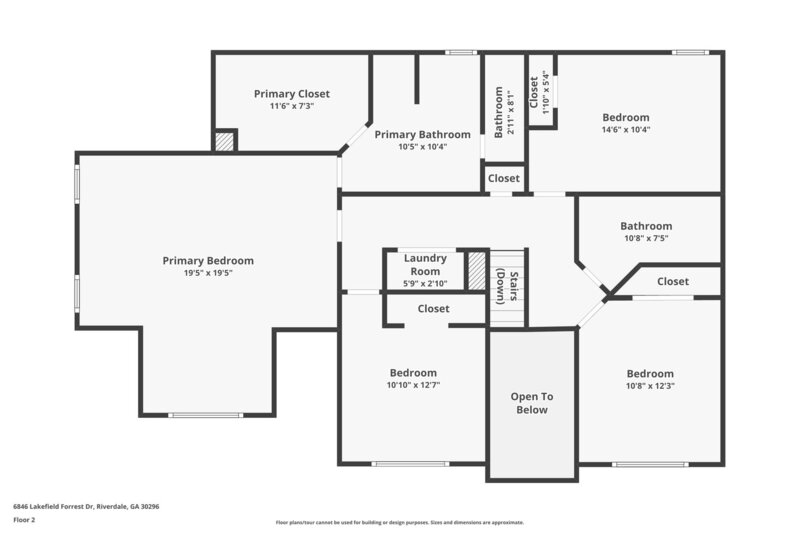 2,310/Mo, 6846 Lakefield Forrest Drive Riverdale, GA 30296 Floorplan View 2