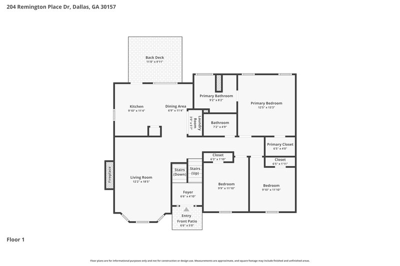 2,080/Mo, 204 Remington Place Dr Dallas, GA 30157 Floor Plan View