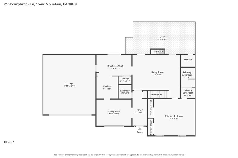 2,165/Mo, 756 Pennybrook Ln Stone Mountain, GA 30087 Floorplan View
