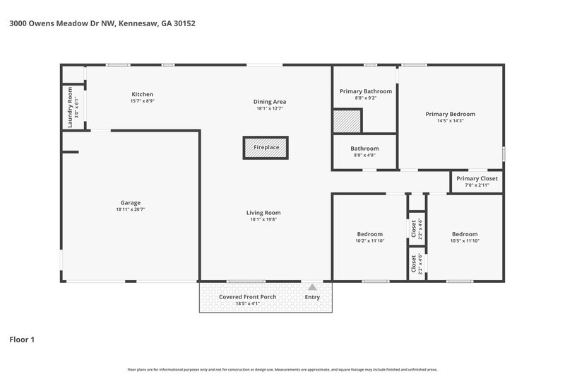 2,210/Mo, 3000 OWENS MEADOW Drive NW Kennesaw, GA 30152 Floor Plan View
