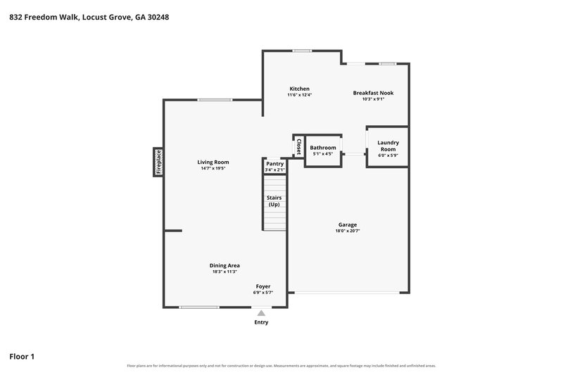 2,090/Mo, 832 Freedom Walk Locust Grove, GA 30248 Floor Plan View