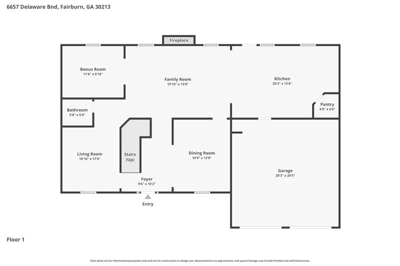 2,600/Mo, 6657 Delaware Bnd Fairburn, GA 30213 Floor Plan View