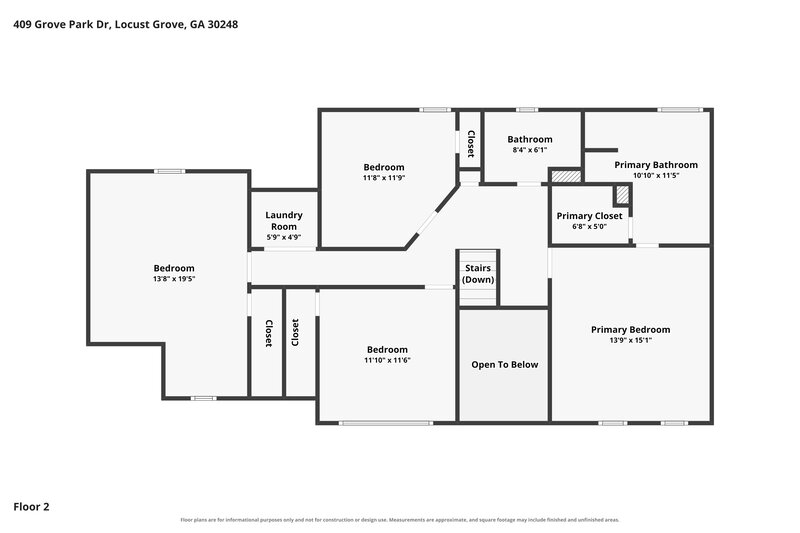 2,140/Mo, 409 Grove Park Dr Locust Grove, GA 30248 Floor Plan View 2