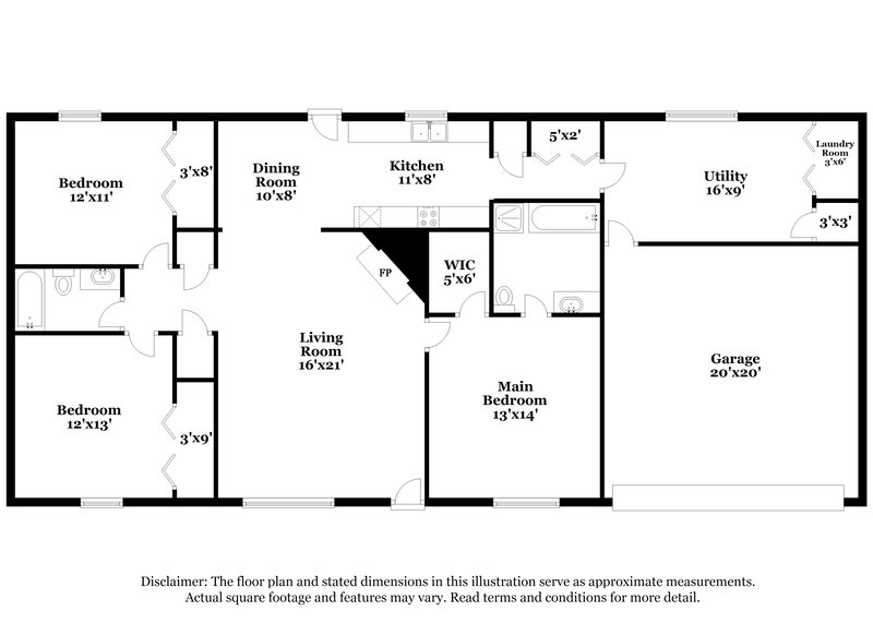 1,805/Mo, 1408 Deer Creek Ct Monroe, GA 30655 Floor Plan View