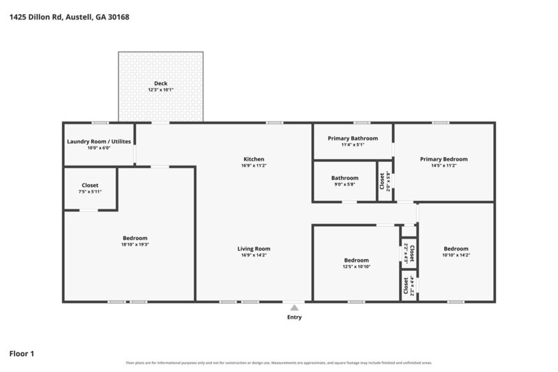 1,975/Mo, 1425 Dillon Rd Austell, GA 30168 Floorplan View