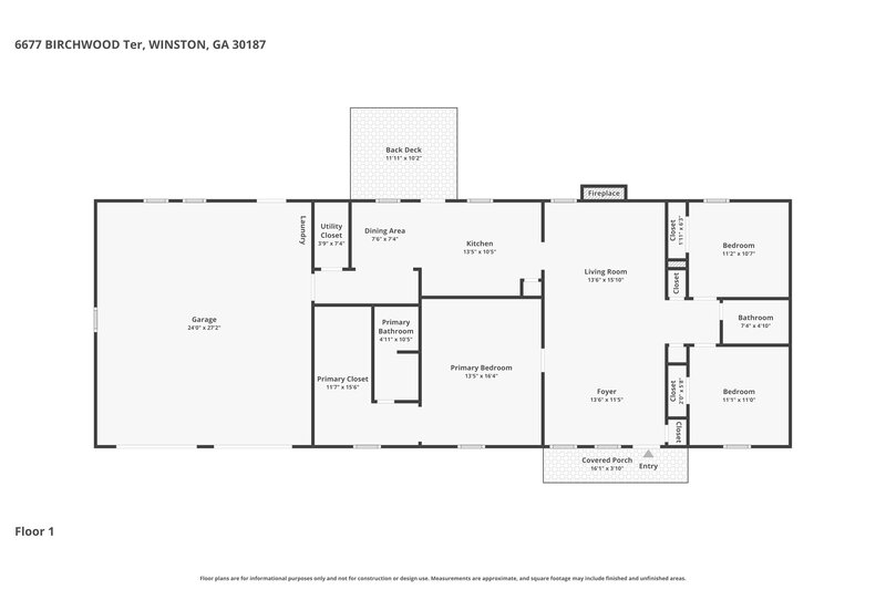 1,765/Mo, 6677 Birchwood Ter Winston, GA 30187 Floor Plan View