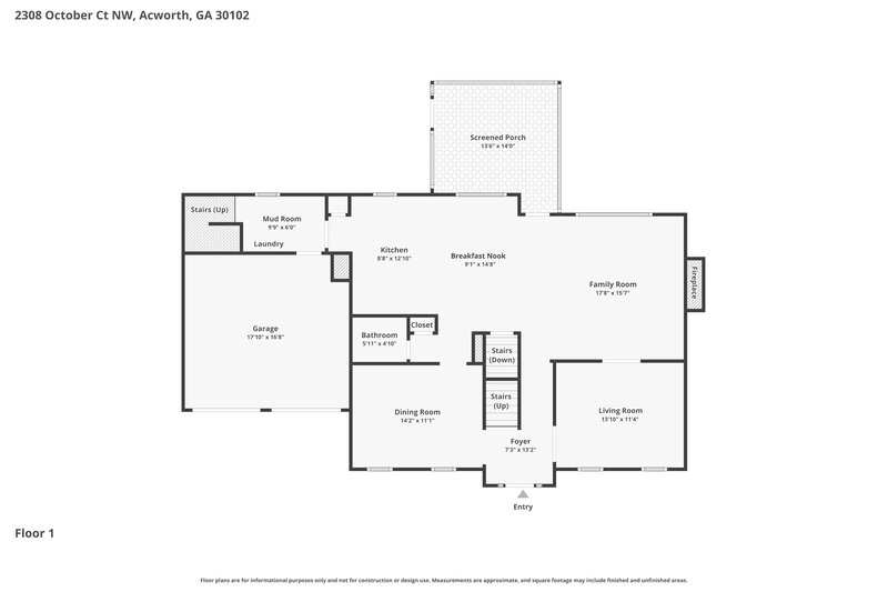 2,675/Mo, 2308 October Ct NW Acworth, GA 30102 Floor Plan View