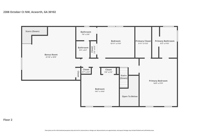 2,675/Mo, 2308 October Ct NW Acworth, GA 30102 Floor Plan View 3