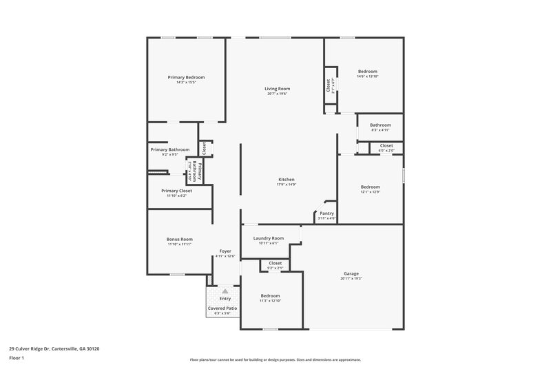 2,125/Mo, 29 Culver Ridge Dr Cartersville, GA 30120 Floor Plan View