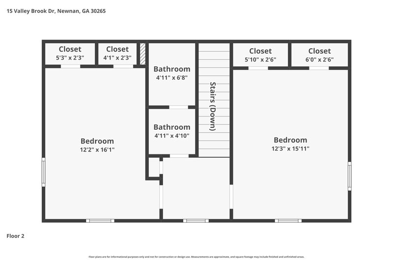 1,915/Mo, 15 Valley Brook Drive Newnan, GA 30265 Floor Plan View 2