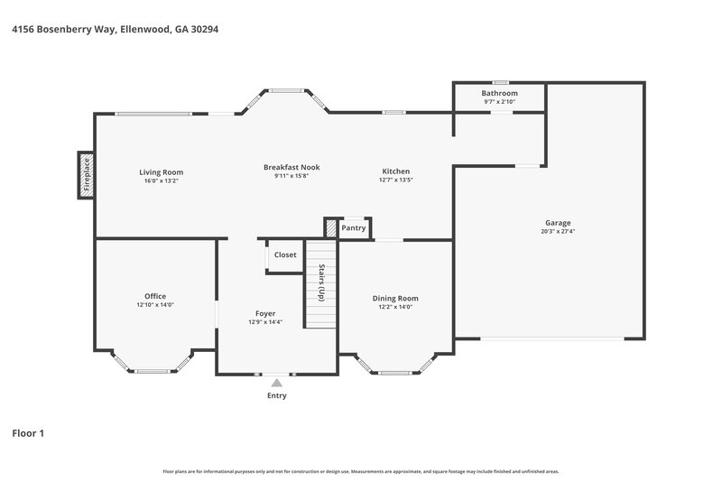 2,615/Mo, 4156 Bosenberry Way Ellenwood, GA 30294 Floor Plan View
