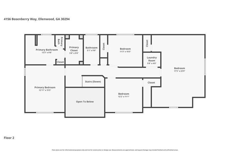 2,615/Mo, 4156 Bosenberry Way Ellenwood, GA 30294 Floor Plan View 2