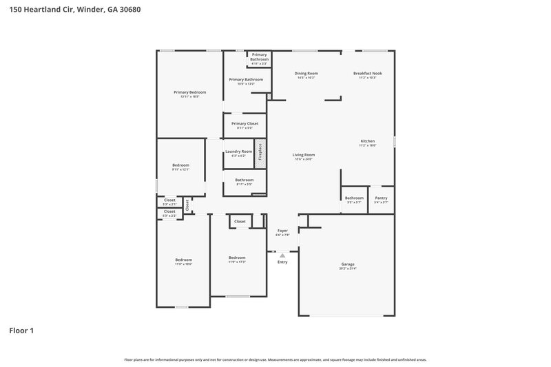 1,975/Mo, 150 Heartland Circle Winder, GA 30680 Floorplan View