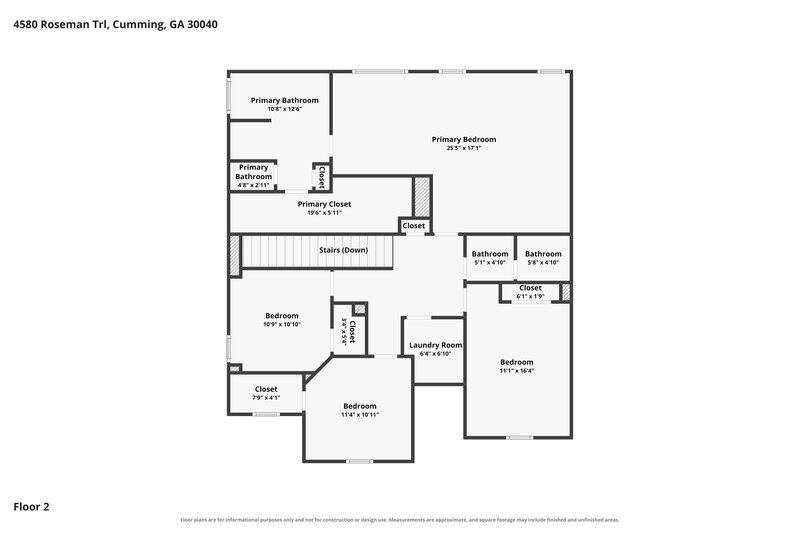 2,310/Mo, 4580 Roseman Trl Cumming, GA 30040 Floor Plan View 2
