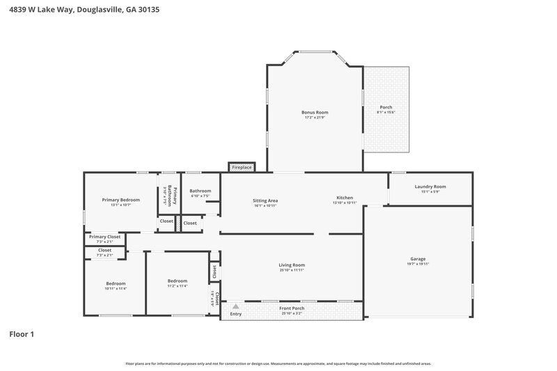 2,000/Mo, 4839 W Lake Way Douglasville, GA 30135 Floor Plan View