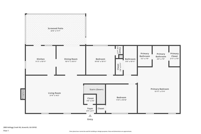 1,715/Mo, 2885 Kellogg Creek Rd Acworth, GA 30102 Floor Plan View 2