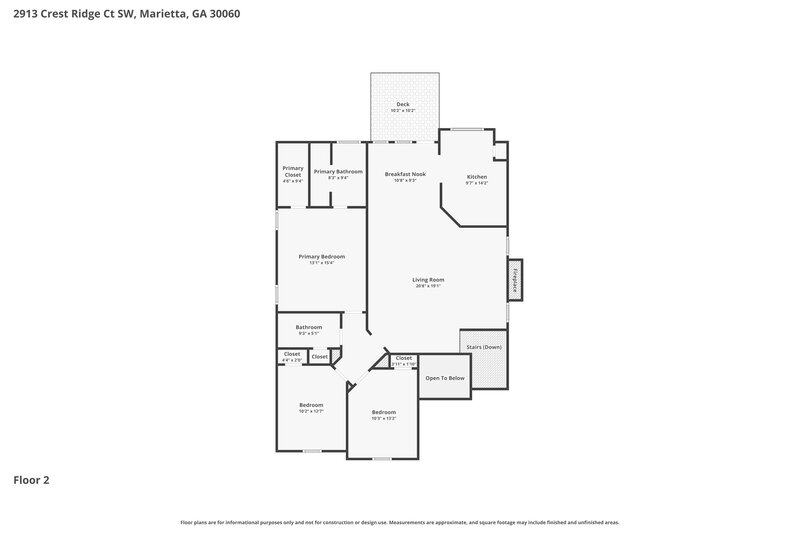 2,350/Mo, 2913 Crest Ridge Ct SW Marietta, GA 30060 Floor Plan View 2