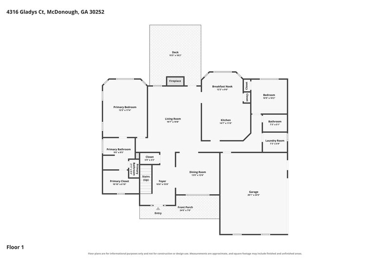 2,790/Mo, 4316 Gladys Ct McDonough, GA 30252 Floor Plan View