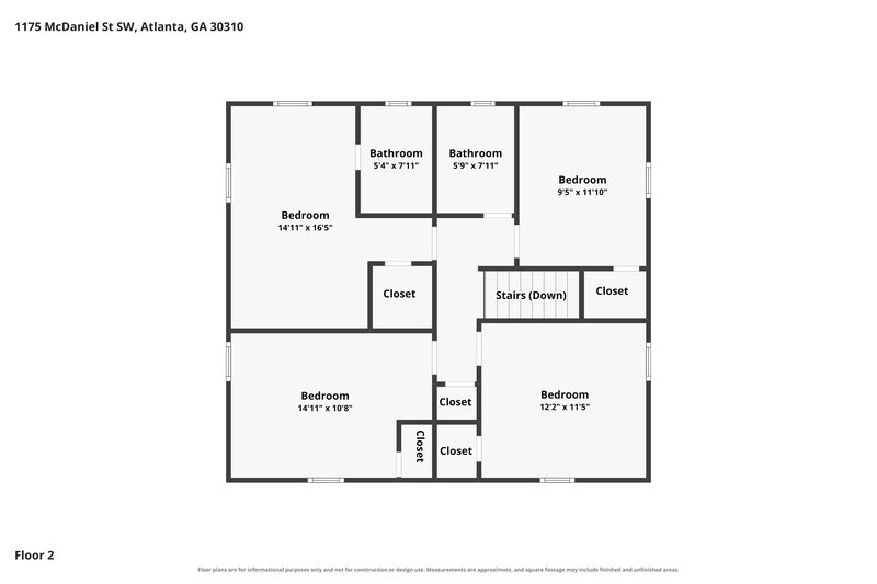 2,295/Mo, 1175 McDaniel St SW Atlanta, GA 30310 Floor Plan View 2