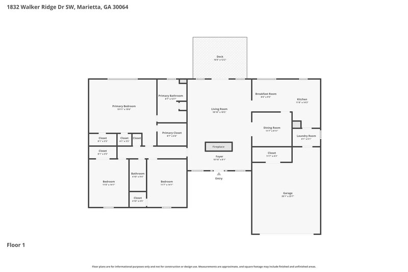 2,485/Mo, 1832 Walker Ridge Dr SW Marietta, GA 30064 Floor Plan View