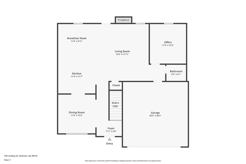 2,225/Mo, 149 Lindsey Dr Bremen, GA 30110 Floorplan View