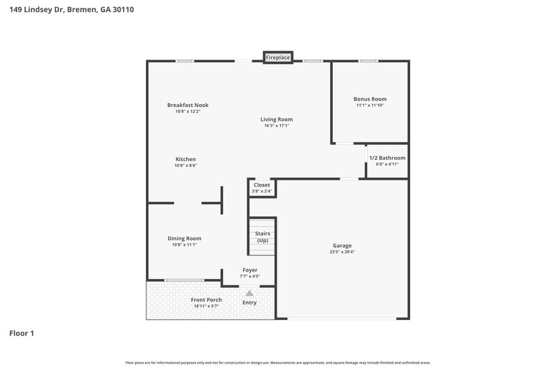 2,230/Mo, 149 Lindsey Dr Bremen, GA 30110 Floorplan View