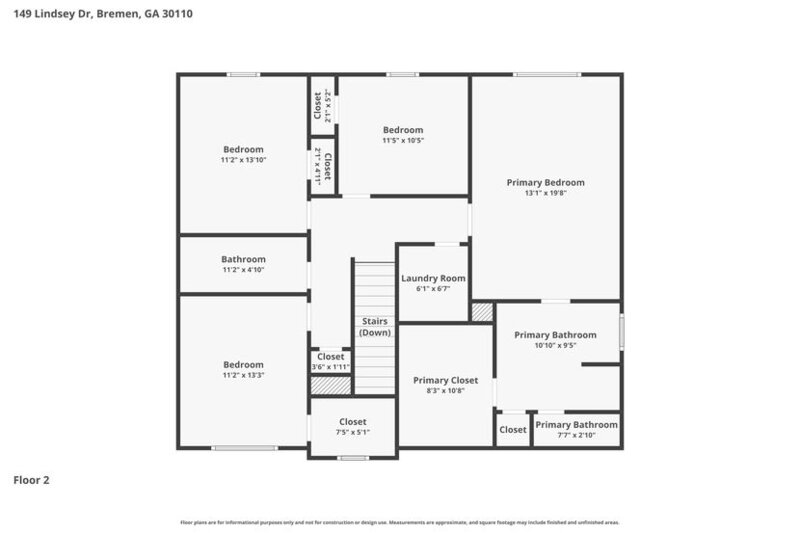 2,230/Mo, 149 Lindsey Dr Bremen, GA 30110 Floorplan View 2