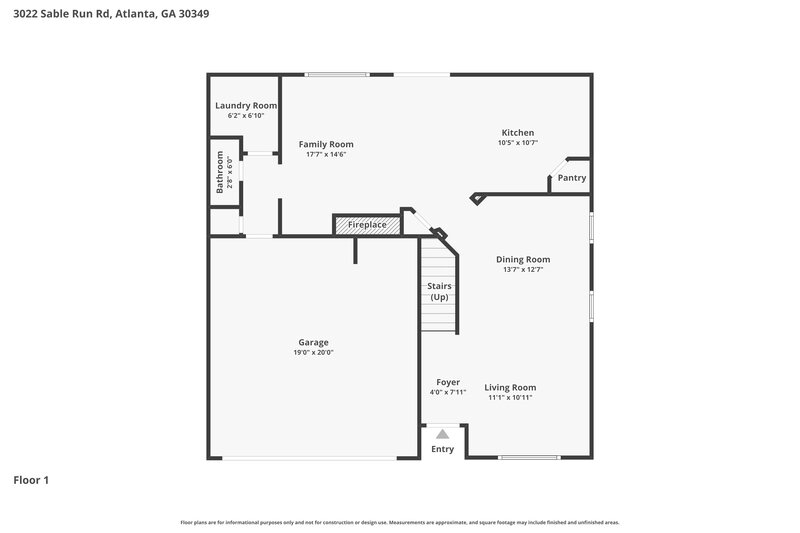 2,060/Mo, 3022 Sable Run Rd Atlanta, GA 30349 Floor Plan View