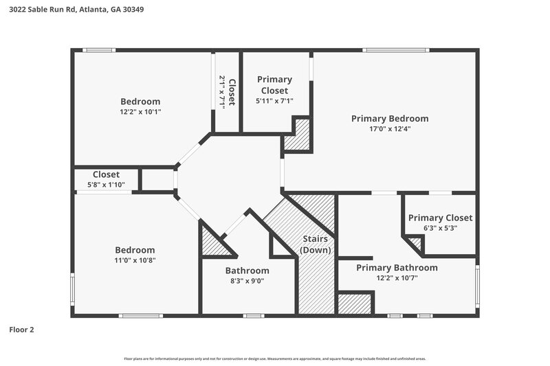 2,060/Mo, 3022 Sable Run Rd Atlanta, GA 30349 Floor Plan View 2