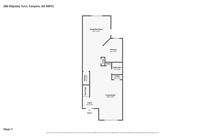 1,820/Mo, 206 Odyssey Turn Conyers, GA 30012 Floor Plan View