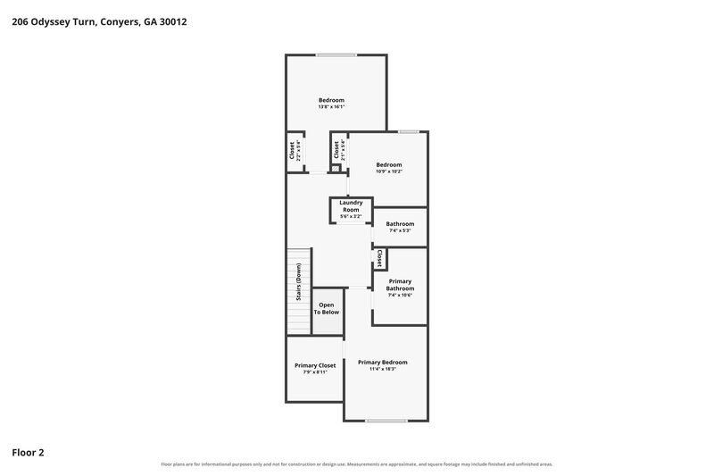 1,820/Mo, 206 Odyssey Turn Conyers, GA 30012 Floor Plan View 2