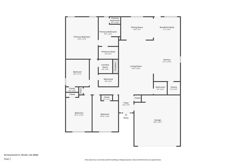2,050/Mo, 84 Heartland Cir Winder, GA 30680 Floorplan View