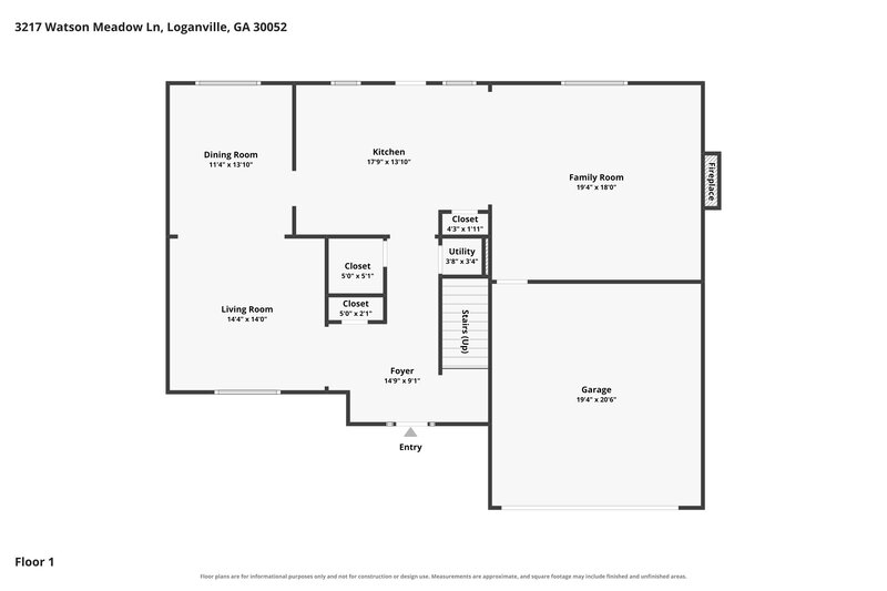 2,280/Mo, 3217 Watson Meadow Ln Loganville, GA 30052 Floor Plan View
