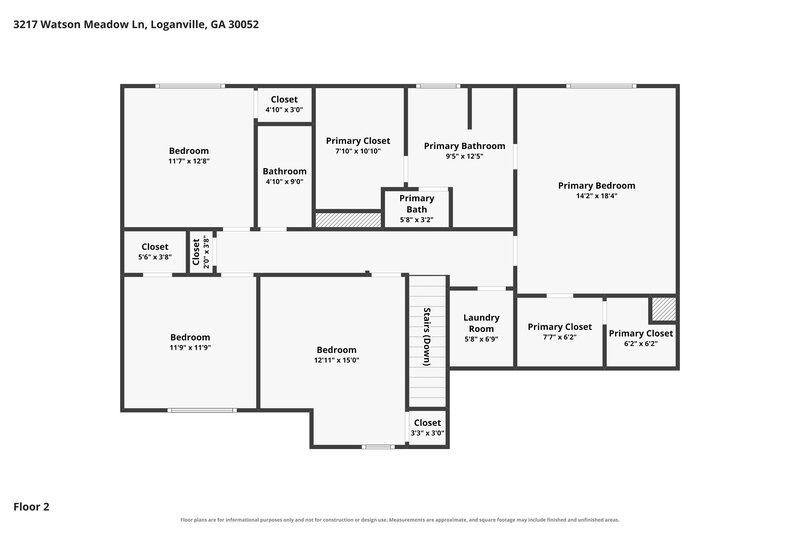 2,280/Mo, 3217 Watson Meadow Ln Loganville, GA 30052 Floor Plan View 2