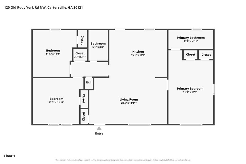 1,665/Mo, 120 Old Rudy York Rd NW Cartersville, GA 30121 Floor Plan View