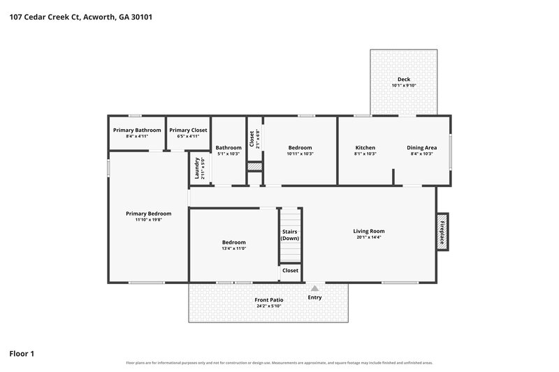 2,165/Mo, 107 Cedar Creek Ct Acworth, GA 30101 Floorplan View 2