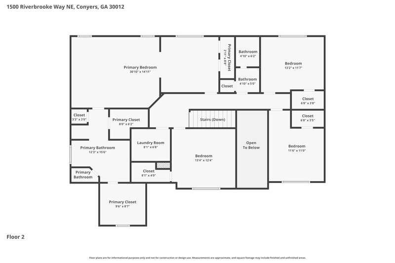 2,920/Mo, 1500 Riverbrooke Way NE Conyers, GA 30012 Floor Plan View 2