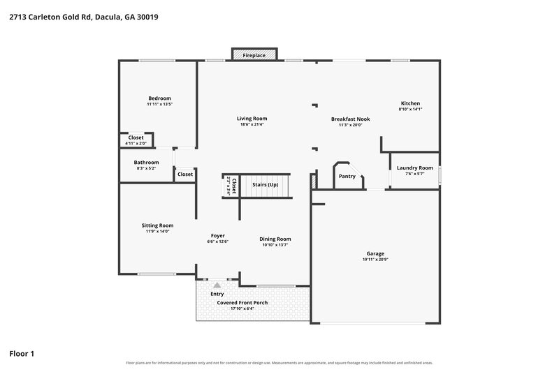 2,930/Mo, 2713 Carleton Gold Rd Dacula, GA 30019 Floor Plan View
