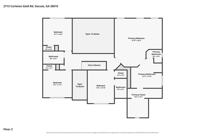 2,930/Mo, 2713 Carleton Gold Rd Dacula, GA 30019 Floor Plan View 2