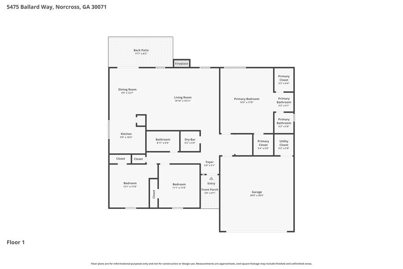 2,255/Mo, 5475 Ballard Way Norcross, GA 30071 Floor Plan View